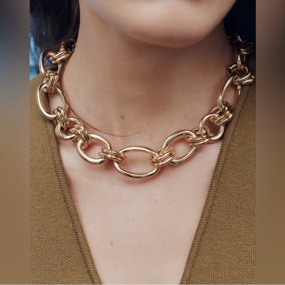 Zara Chunky Gold-tone Chain Necklace NWT
